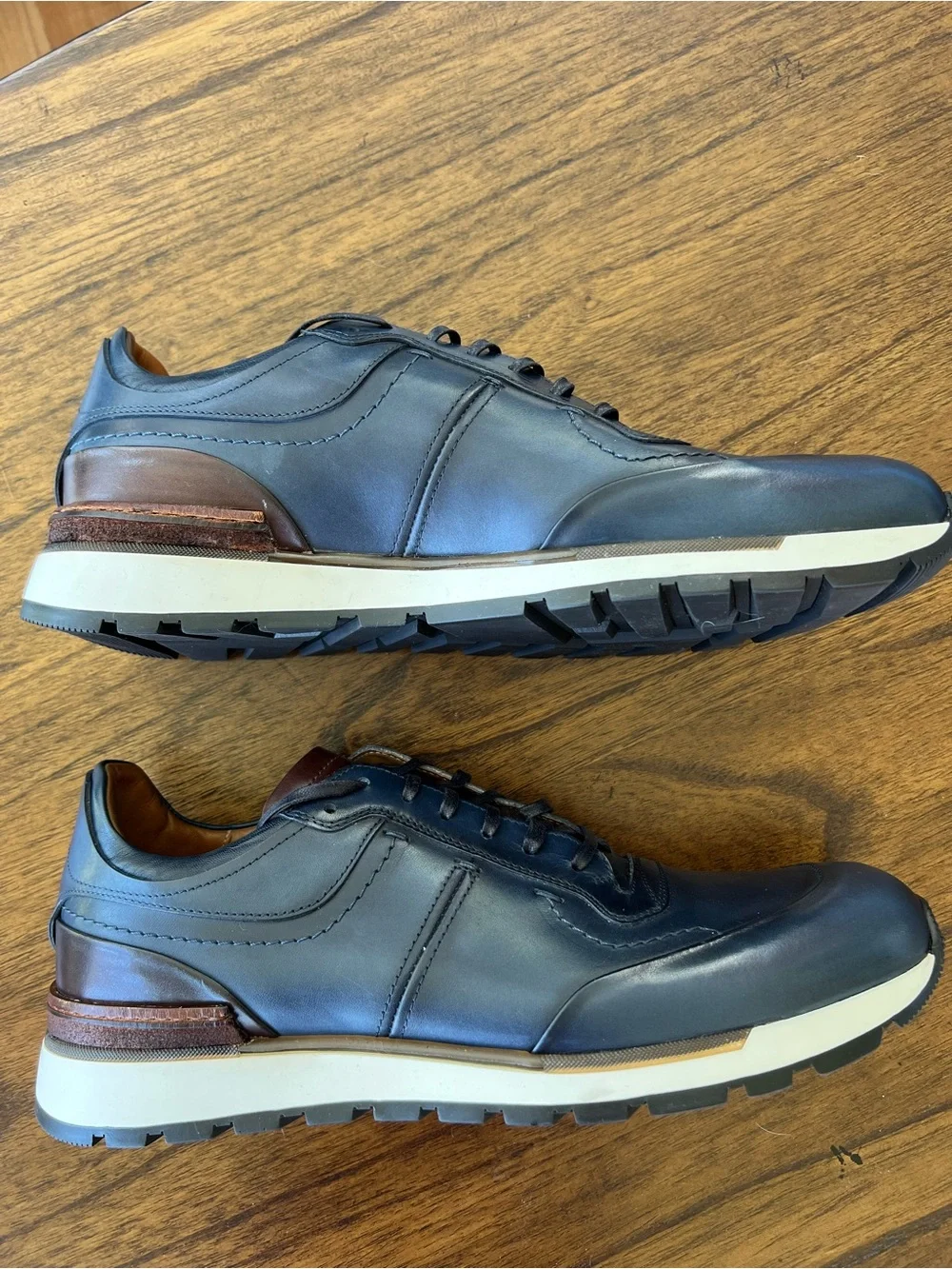 Men's Navy Leather Sneakers